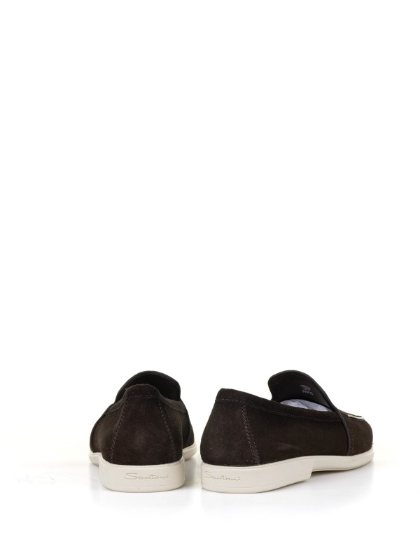 Slip on moccasin in brown suede
