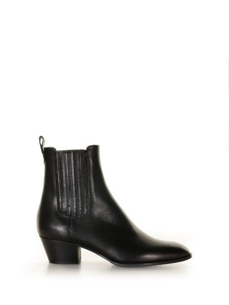 Black leather ankle boot