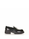 Black leather loafers