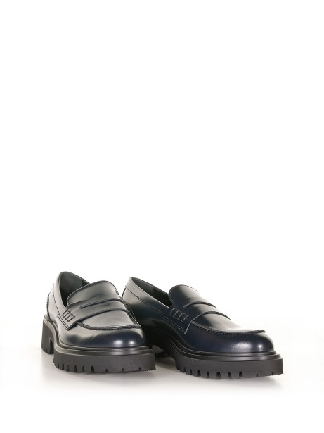 Blue leather loafers 2