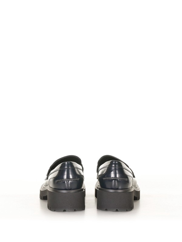 Blue leather loafers