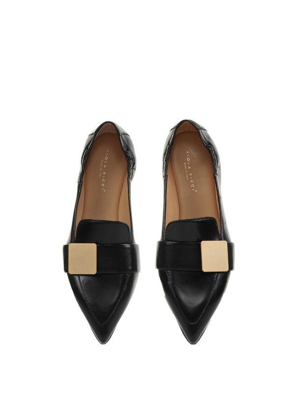 Nappa leather moccasin with plaque