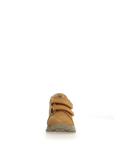 Sneakers in ochre suede with strap