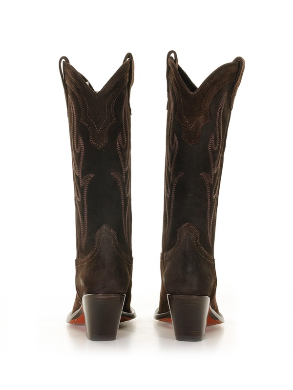Stivale Texano Santa Fe stile cowboy in suede ricamato