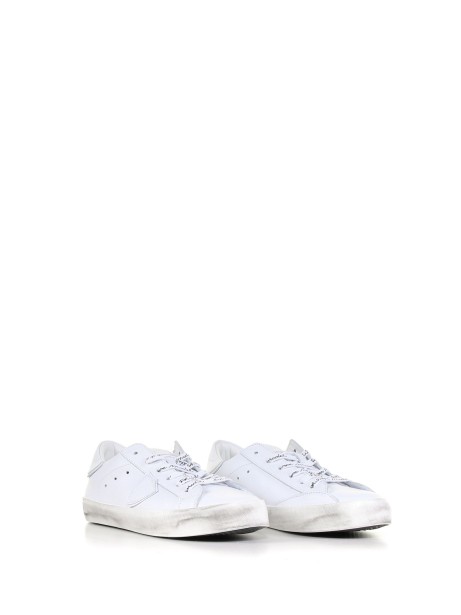 Sneaker in pelle con suola effetto vintage