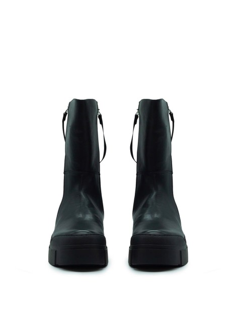 Black Leather Zip Ankle Boot