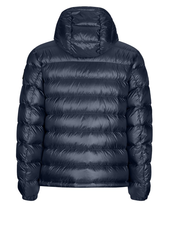 Men's Blue Quilted Down Jacket with Hood