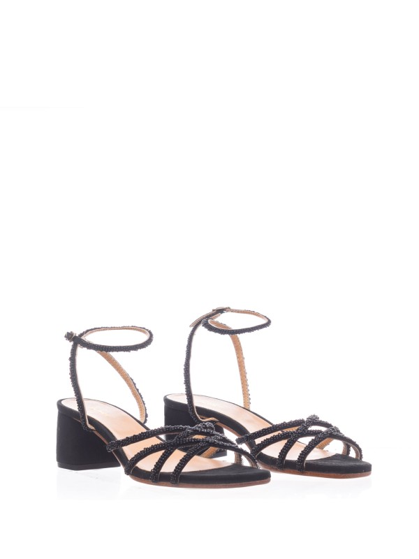 Sandal with bead embroidery