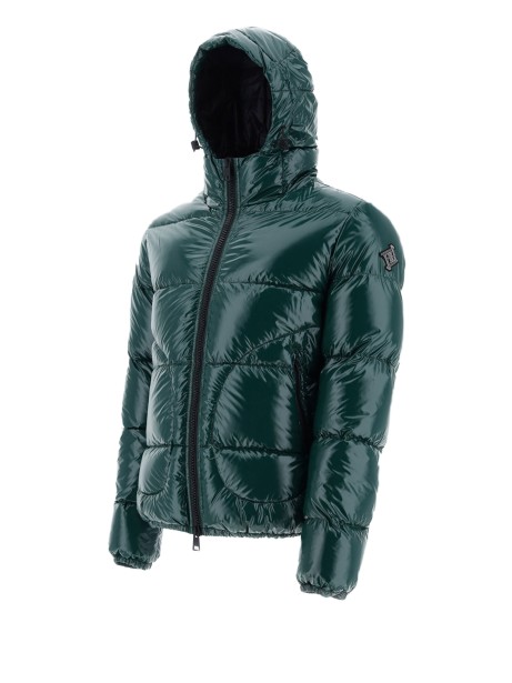 Bomber in gloss con cappuccio