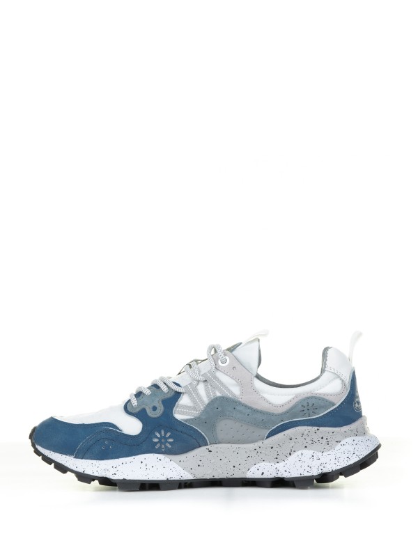 Yamano blue white sneakers in suede and nylon