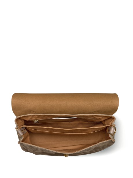 Jones Brown Suede Postina Bag with Shoulder Strap