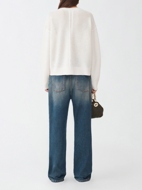 White wool and silk sweater