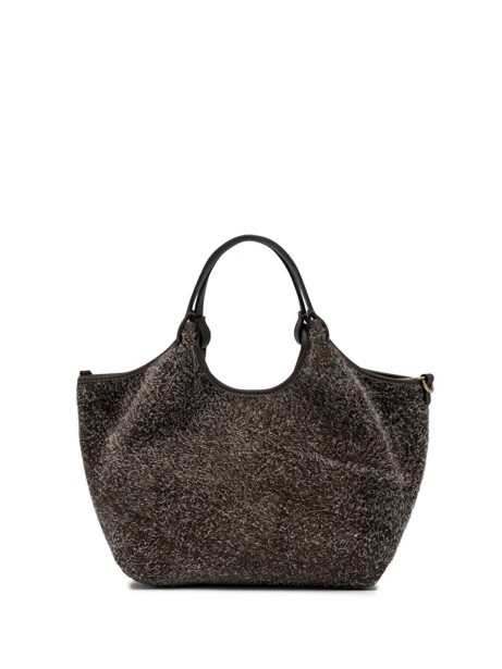 DUA double handle bag in suede leather