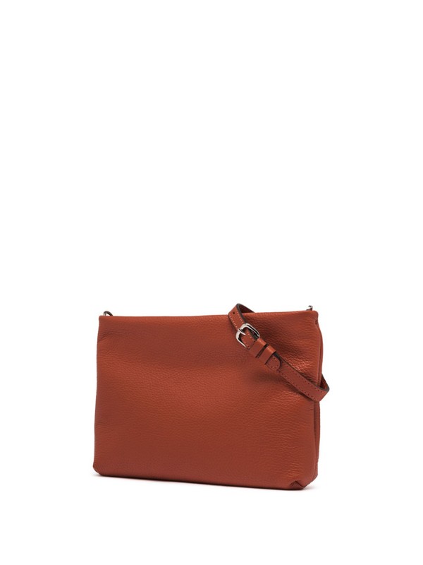 Leather Brenda clutch bag, with a detachable chain strap in resin