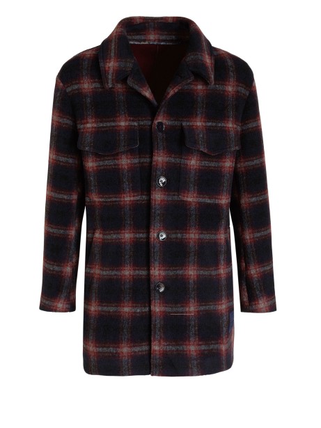 Coat with checked pattern