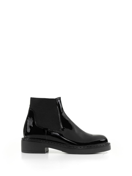 Patent leather ankle boot