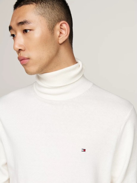 White Turtleneck with Mini Logo