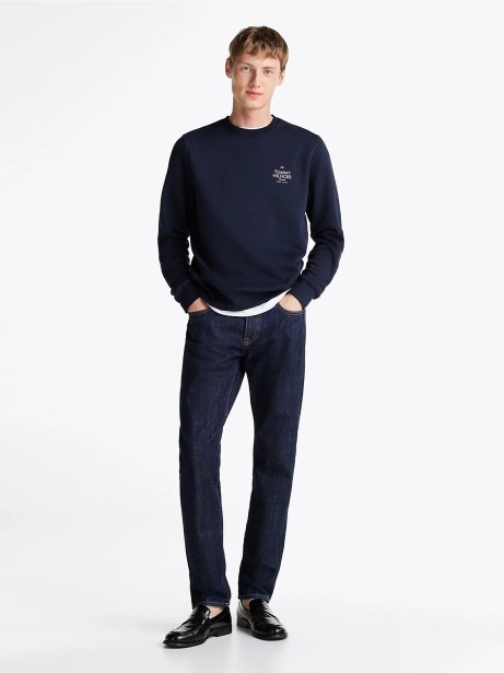 Felpa girocollo blu navy con logo