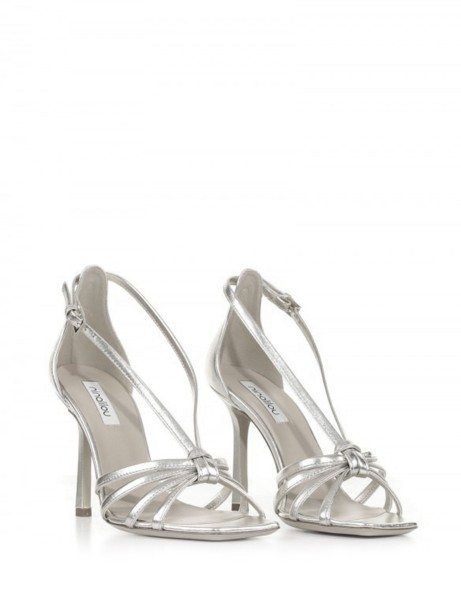 Silver laminated nappa leather sandal 2