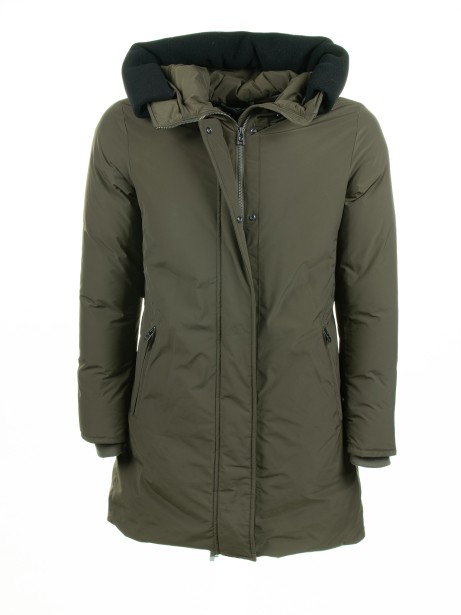 Parka long women dark green