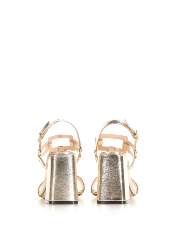 Sandal in platinum nappa leather