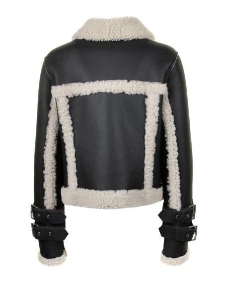 Montone donna in nappa con dettagli in lana