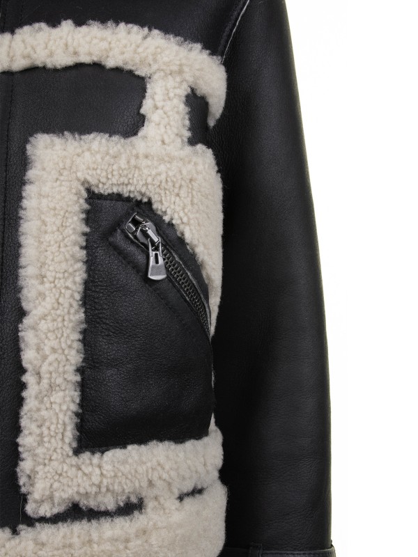 Montone donna in nappa con dettagli in lana