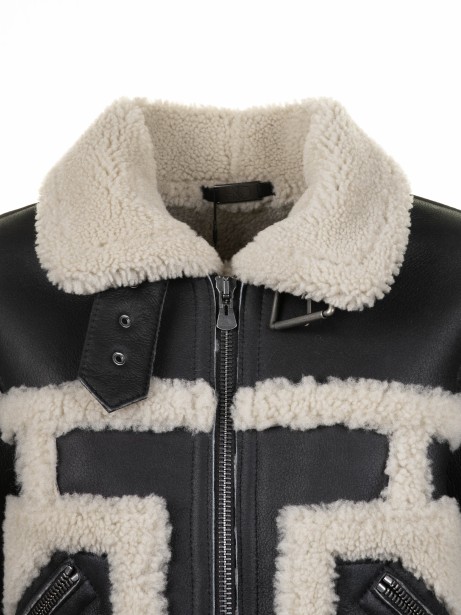 Sheepskin coat in nappa with wool details
