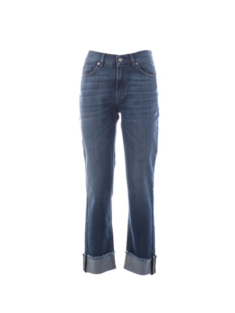 High-waisted jeans with turn-ups