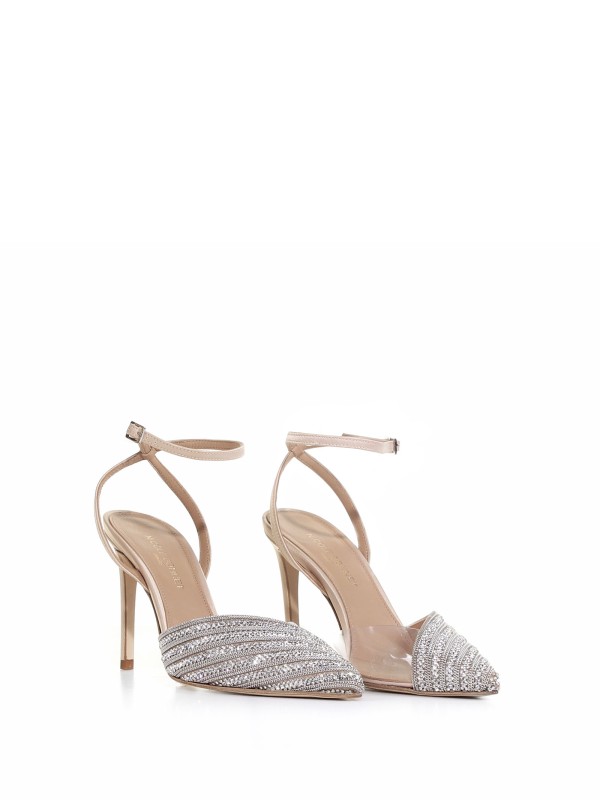 Leather sandal with rhinestone detail