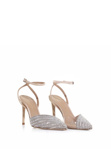 Leather sandal with rhinestone detail