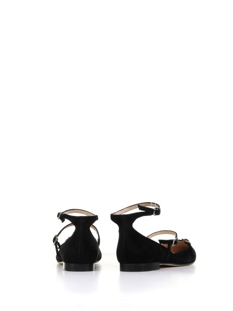 Suede ballerina with straps