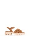 Suede sandal with big buckle