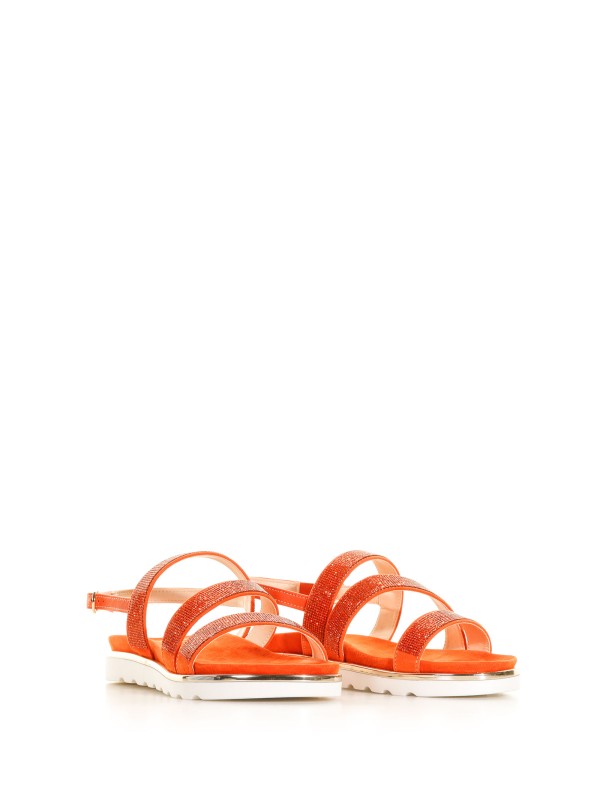Sandalo basso due fasce con strass