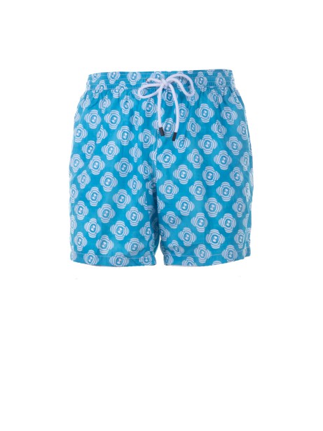 Patterned light blue swimsuit