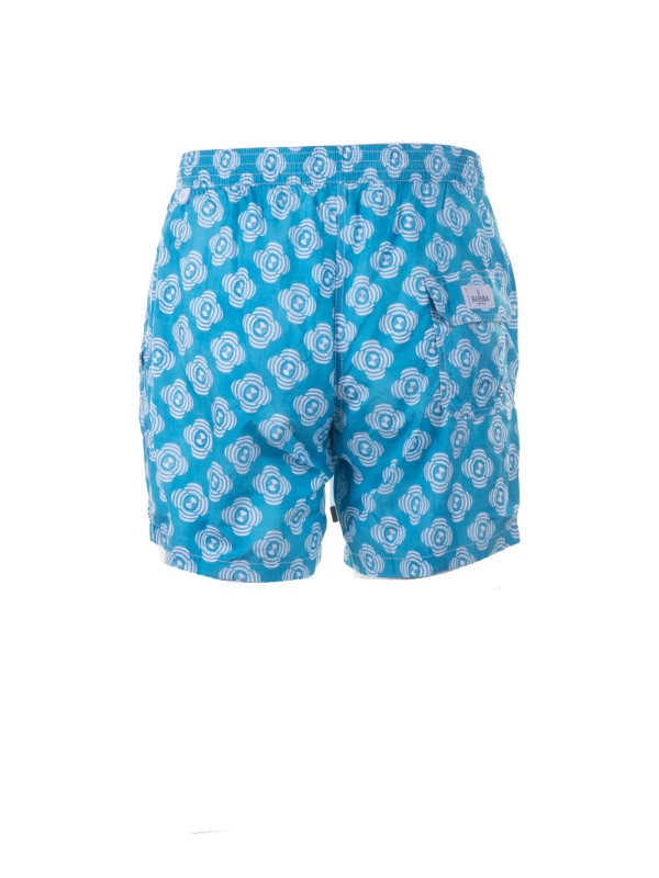 Patterned light blue swimsuit