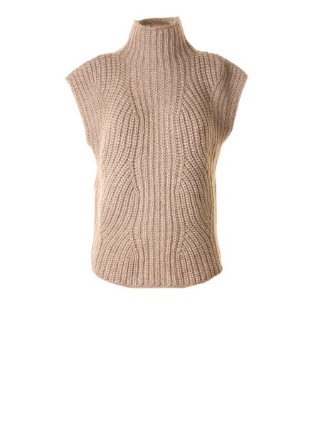 Beige high neck vest