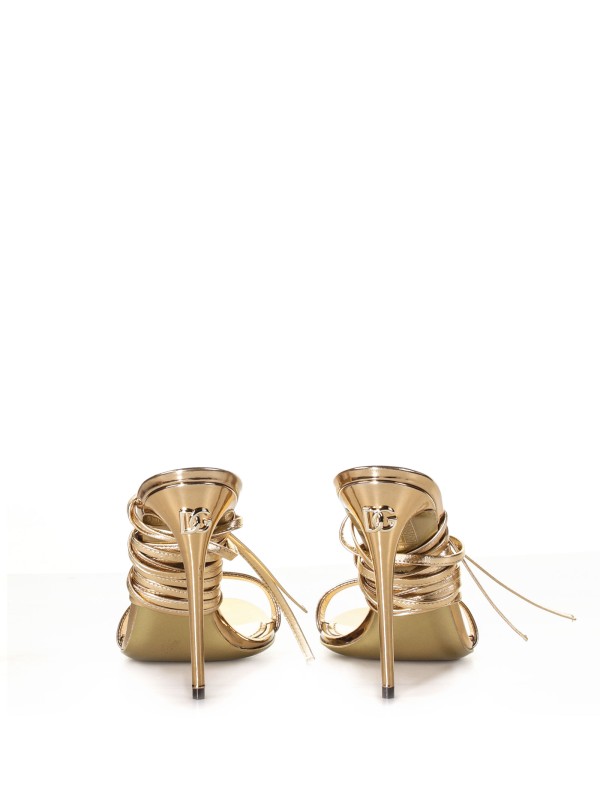 Mirror effect leather sandal