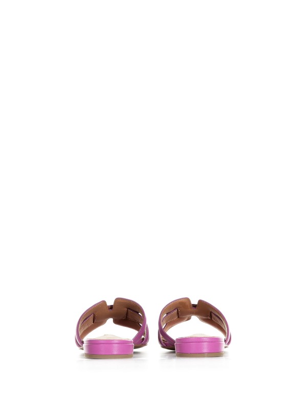 Fuchsia leather mules