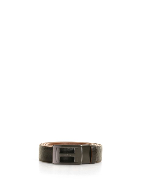 Leather belt with logo