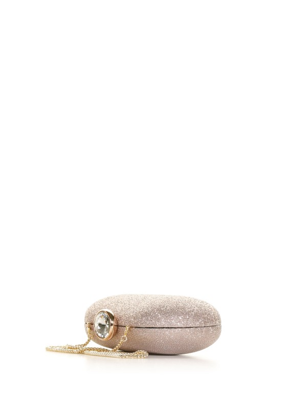 Pochette gioiello brillantinata con tracolla