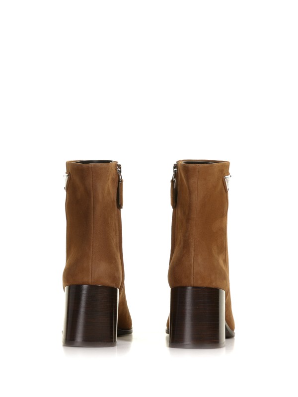 Suede ankle boot with logo