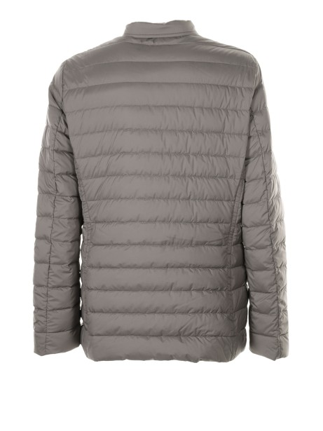 Gray quilted water repellent down jacket