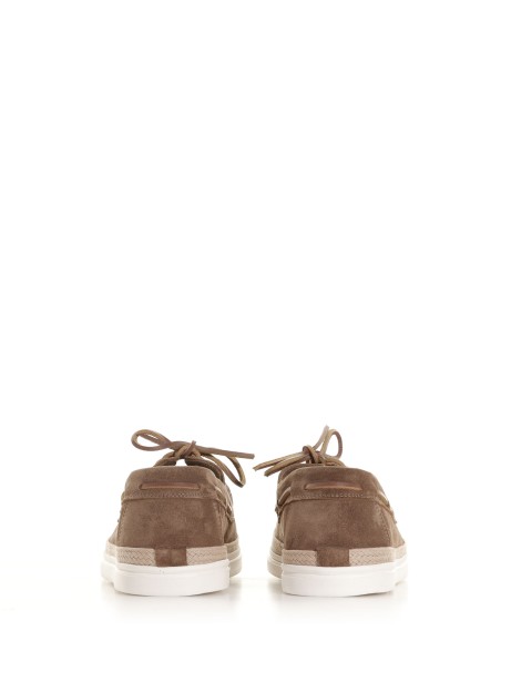 Suede boat shoe with laces