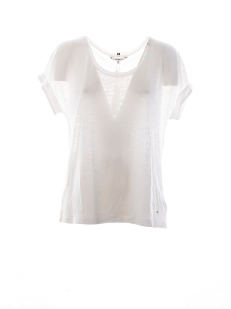 T-shirt with oval neckline and turn-ups