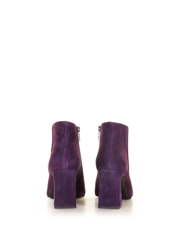 Purple suede ankle boot