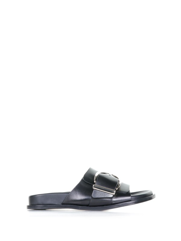 Leather slipper with maxi buckle Leather slipper with maxi buckle
