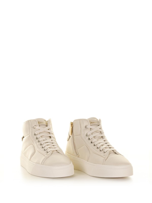 Beige leather ankle boot