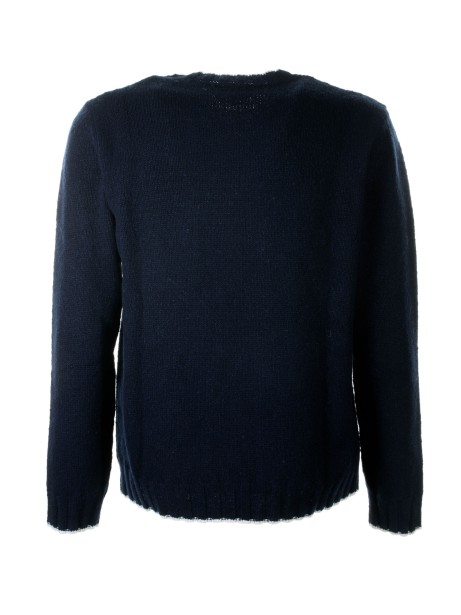 Maglia girocollo blu con taschino