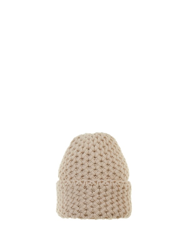 Beige honeycomb beanie